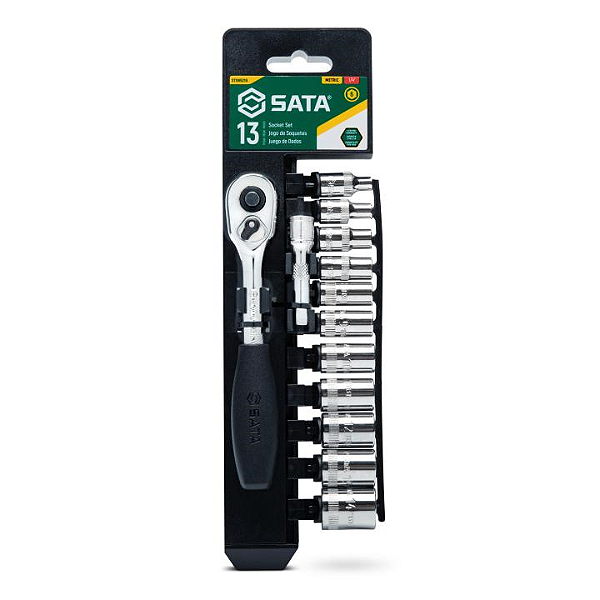 Jogo de Soquetes Sextavados 1/4" com 13 Peças SATA ST09521G