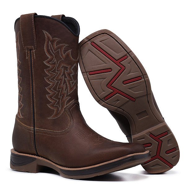 Bota Texana Masculina Crazy Horse Solado Jump