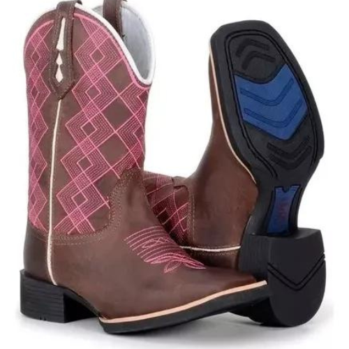 Bota Feminina Country Cano medio de couro Legitimo em Couro