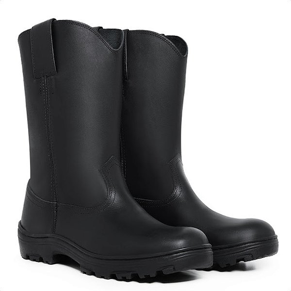 Bota tênis Básica de Couro Legitimo Cor Preta Modelo Casual