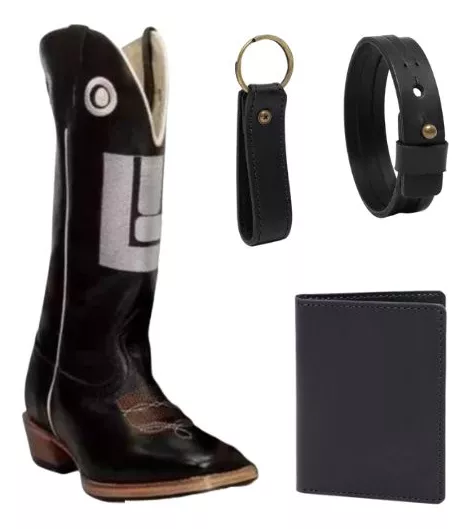Kit Bota Texana Carrapeta Cor Preto + Brinde