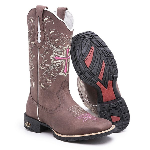 Bota Texana Cruz Rosa Feminina
