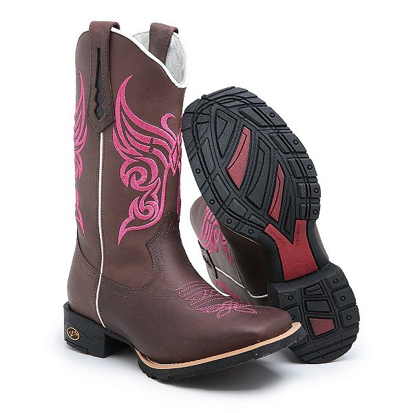 Bota Texana Tribal Rosa Feminina