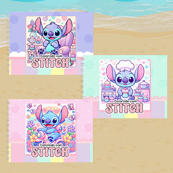 Livro de Colorir Stitch com 50 Folhas - Capa Dura