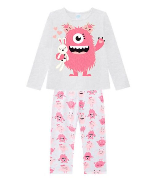 Pijama Feminino Kyly Monstrinho Rosa