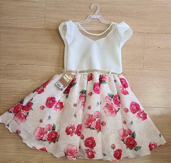 Vestido Mini Miss Off White Floral