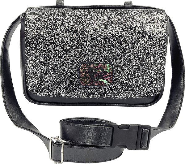 Bolsa Pampili Tiracolo Preto com Prata Glitter