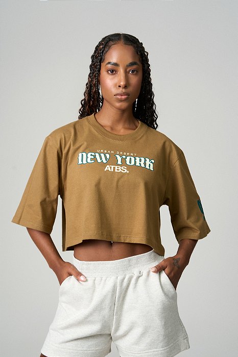 CROPPED STREETWEAR ATBS® NEW YORK BEGE