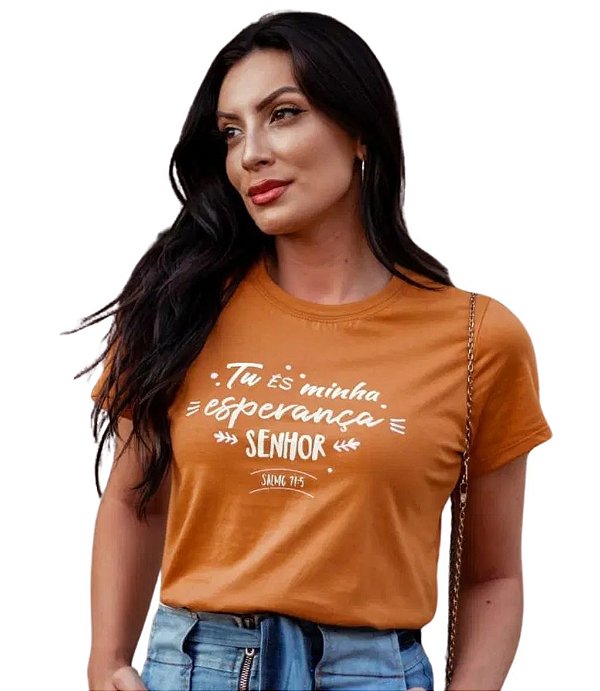 T-Shirt Amarula estampada "Tu és minha Esperança" em Branco 100% Algodão