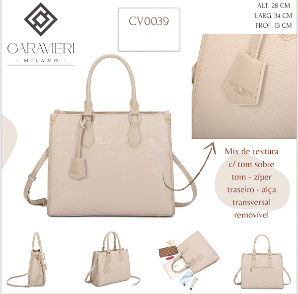 Bolsa Tote Feminina Caravieri Milano Carmem