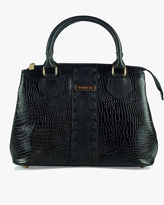Bolsa Feminina Dara 100% Couro Estruturada Croco