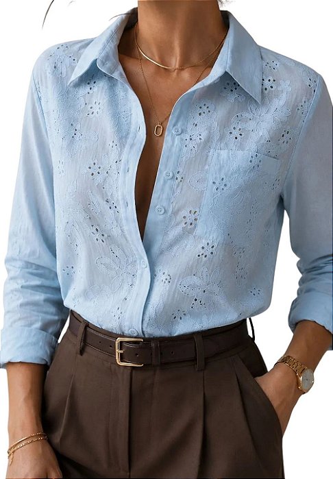 Camisa Social Manga Longa em Lese
