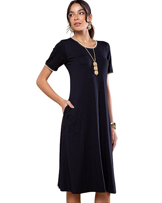 Vestido Solto com Bolsos Laterais Jane