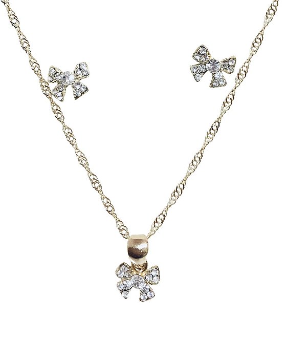 Conjunto Laço de Strass Pequeno