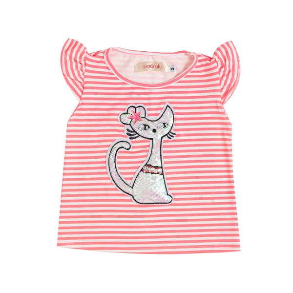 Camiseta Gatinho Listrada