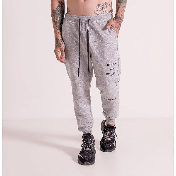 CALÇA JOGGING COM RECORTES E ESTAMPA MESCLA