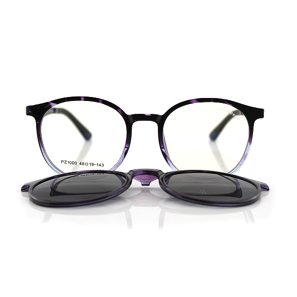 Armação Óculos Clip-on Ferrovia - PPZ1000 - Degradê preto e roxo