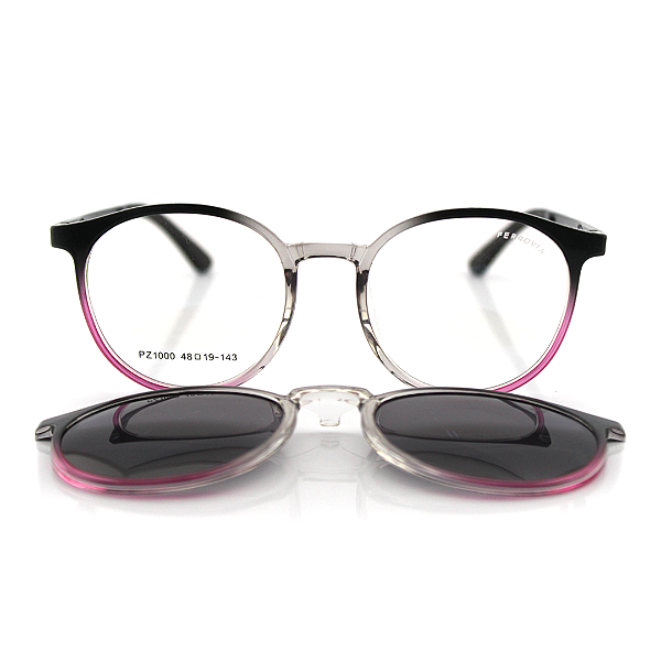 Armação Óculos Clip-on Ferrovia - PPZ1000 - Degradê preto e rosa