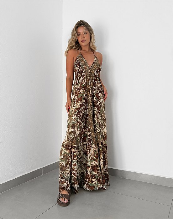 Vestido Boho longo costa aberta