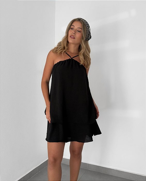 Vestido babado Crepe