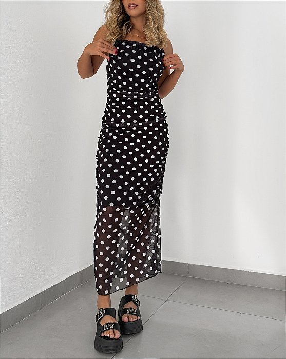 Vestido tule de Poá Drapeado