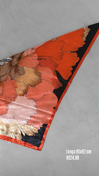 Lenço Floral Laranja 90x92