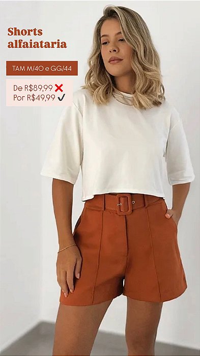 Shorts Alfaiataria Caramelo