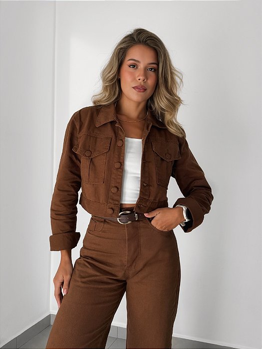 Jaqueta jeans marrom