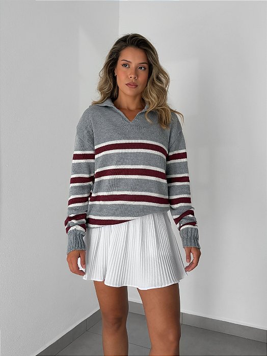 Blusa Tricô Polo Over