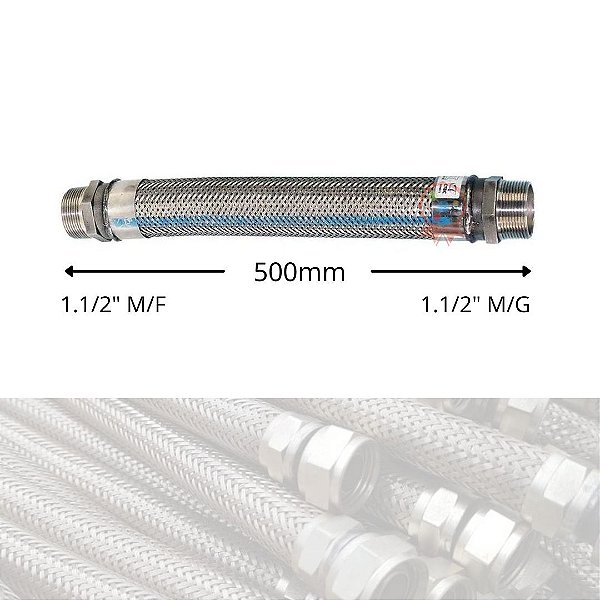 Tubo Flexível Inox MF 1.1/2" X 500mm X MG 1.1/2"