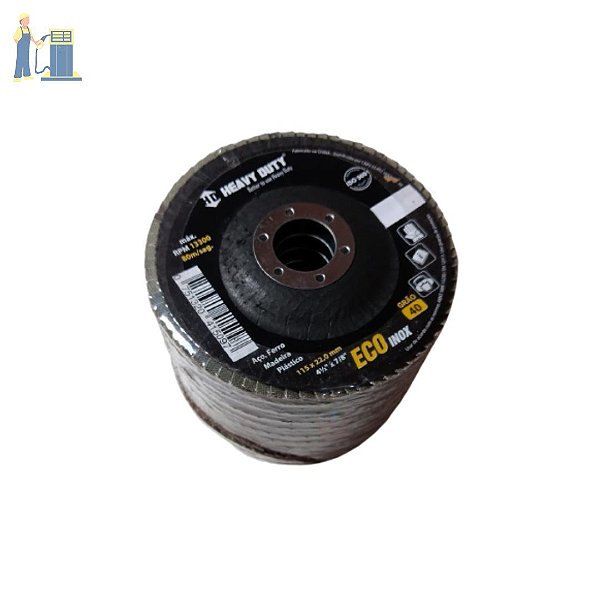 DISCO FLAP ECO INOX FIBRA CONICO 4.1/2 GRANA 40 10 UN.