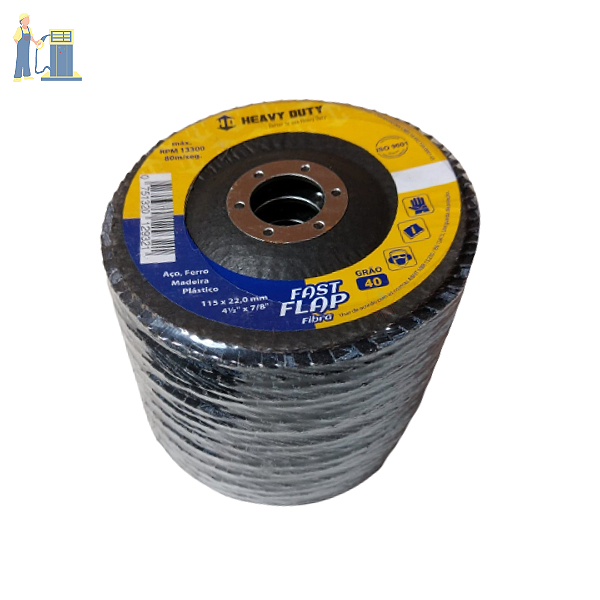 Disco Fast Flap Fibra Cônico 4.1/2" Grão 40 Kit c/10un