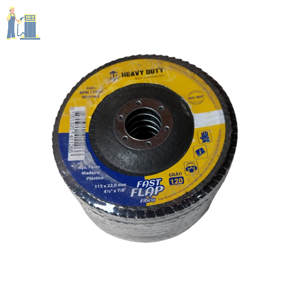 Disco Fast Flap Fibra Cônico 4.1/2" Grão 120 Kit c/10un
