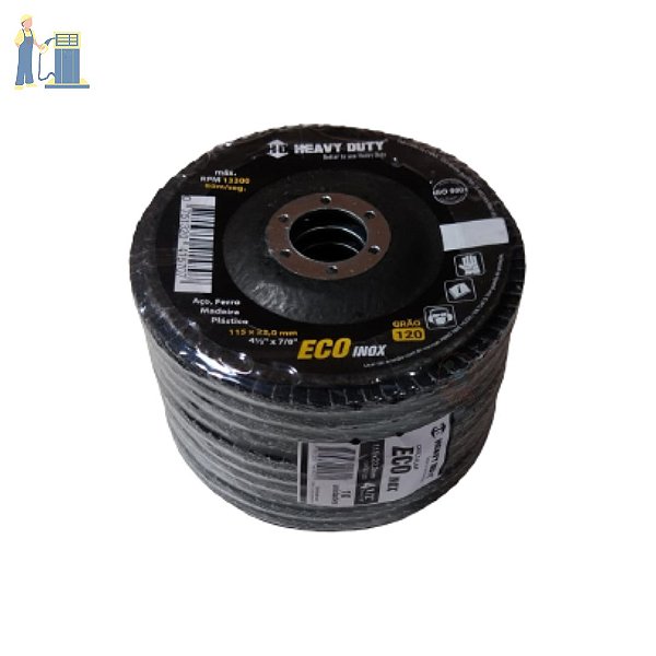 Disco Flap Eco Inox Fibra Cônico 41/2 Grão 120 Kit C/10un