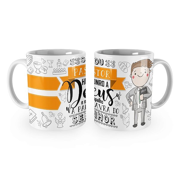 Caneca Pastor Profissão Cartoon