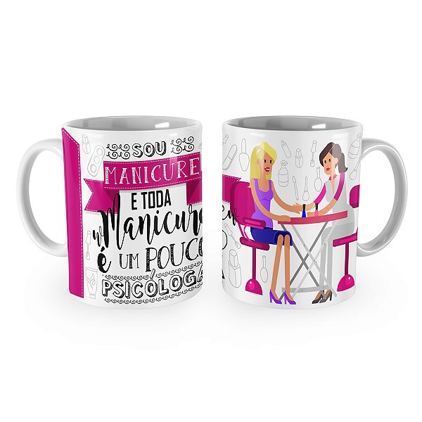 Caneca Manicure Profissão Cartoon