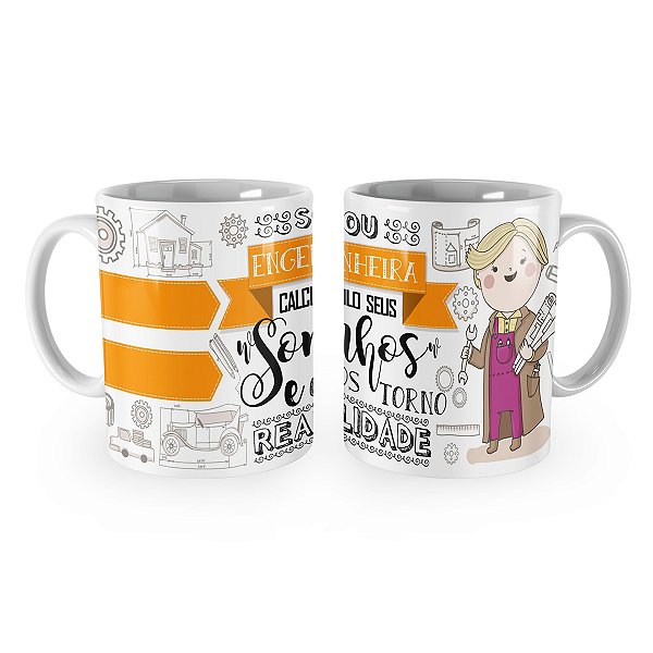 Caneca Engenheira Profissão Cartoon
