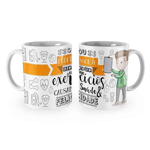 Caneca Professor Educação Física Profissão Cartoon