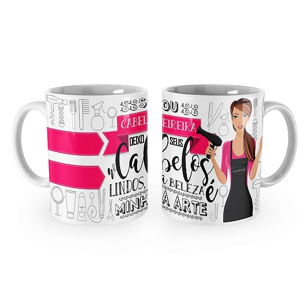 Caneca Cabeleireira Profissão Cartoon