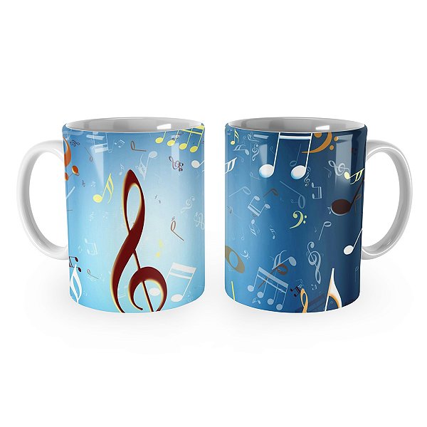 Caneca Notas Musicais Partitura Azul