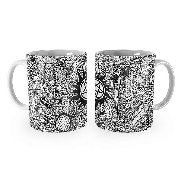 Caneca Sobrenatural Símbolos Palavras