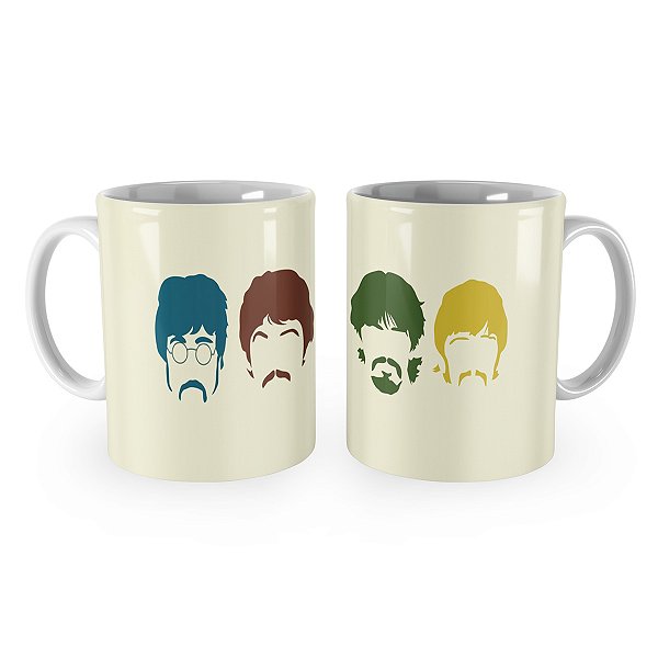 Caneca The Beatles Rostos Cartoon