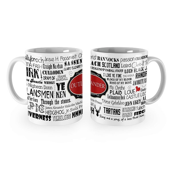 Caneca Outlander Série Seriado Palavras Vermelho