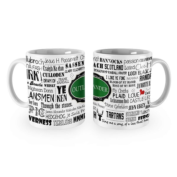 Caneca Outlander Série Seriado Palavras Verde