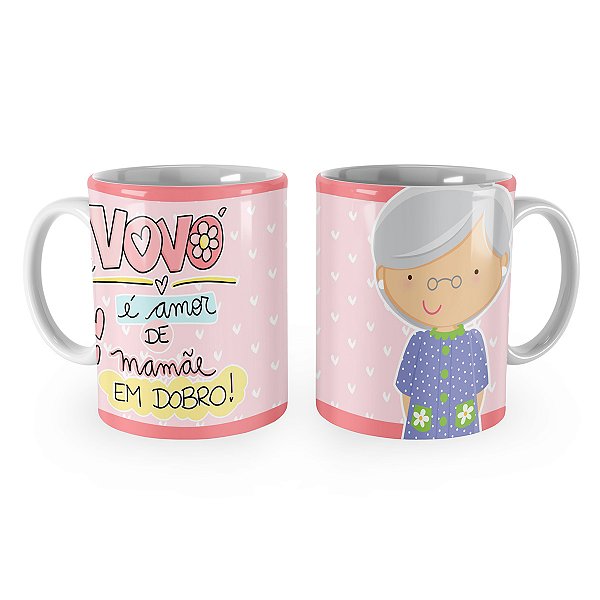 Caneca Vovó é Amor de Mãe em Dobro