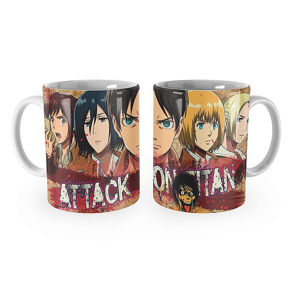 Caneca Attack on Titan Personagens Anime