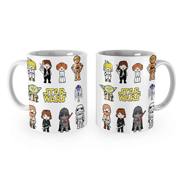 Caneca Star Wars Cartoon Miniatura Personagens