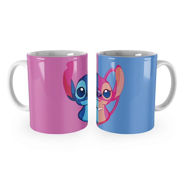Caneca Lilo Stitch Disney Blue e Pink