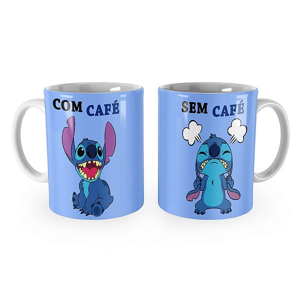 Caneca Lilo Stitch Com Café Sem Café Disney Mod 2