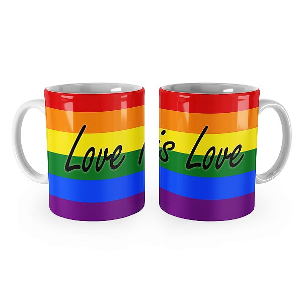 Caneca Arcoiris LGBT Diversidade Bandeira Love is